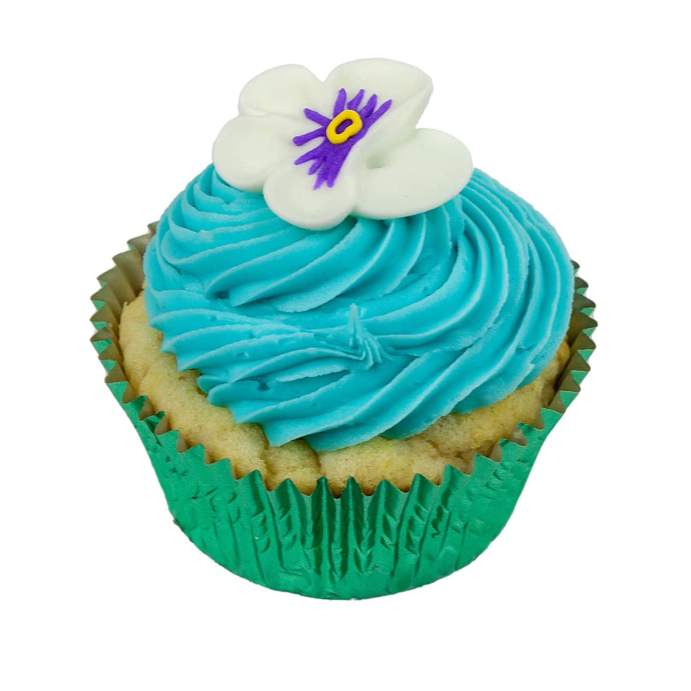 O'Creme Pansy Royal Icing Sugar Flower 1-1/4 Inch - For Cake Decorating - Decorations For Cakes, Cupcake Toppers - Birthday, Wedding, Valentines, Baby Shower - Set Of 16 White