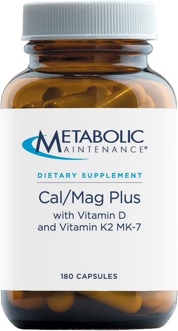Metabolic Maintenance Cal Mag Plus with Vitamin D-3 and Vitamin K2 M7 - Bone + Heart Support (180 Capsules)