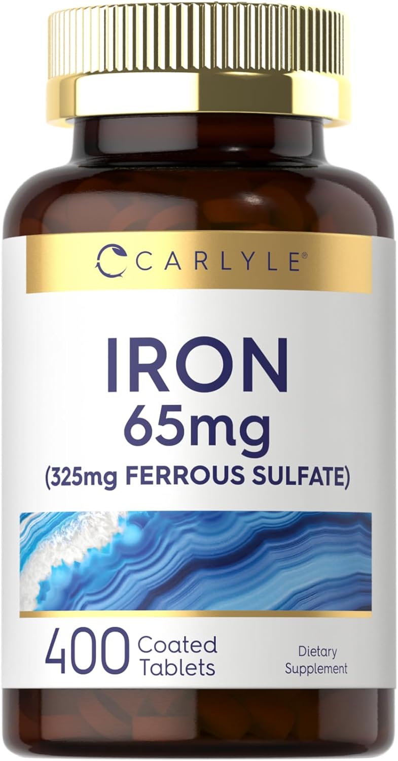 Carlyle Iron Ferrous Sulfate 65 Mg | 400 Tablets | Non-Gmo, Gluten Free, And Vegetarian Supplement | High Potency