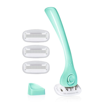 Billie Razors For Women Shave Kit – Razor + 4 X 5-Blade Razor Refills + Magnetic Holder – Minty