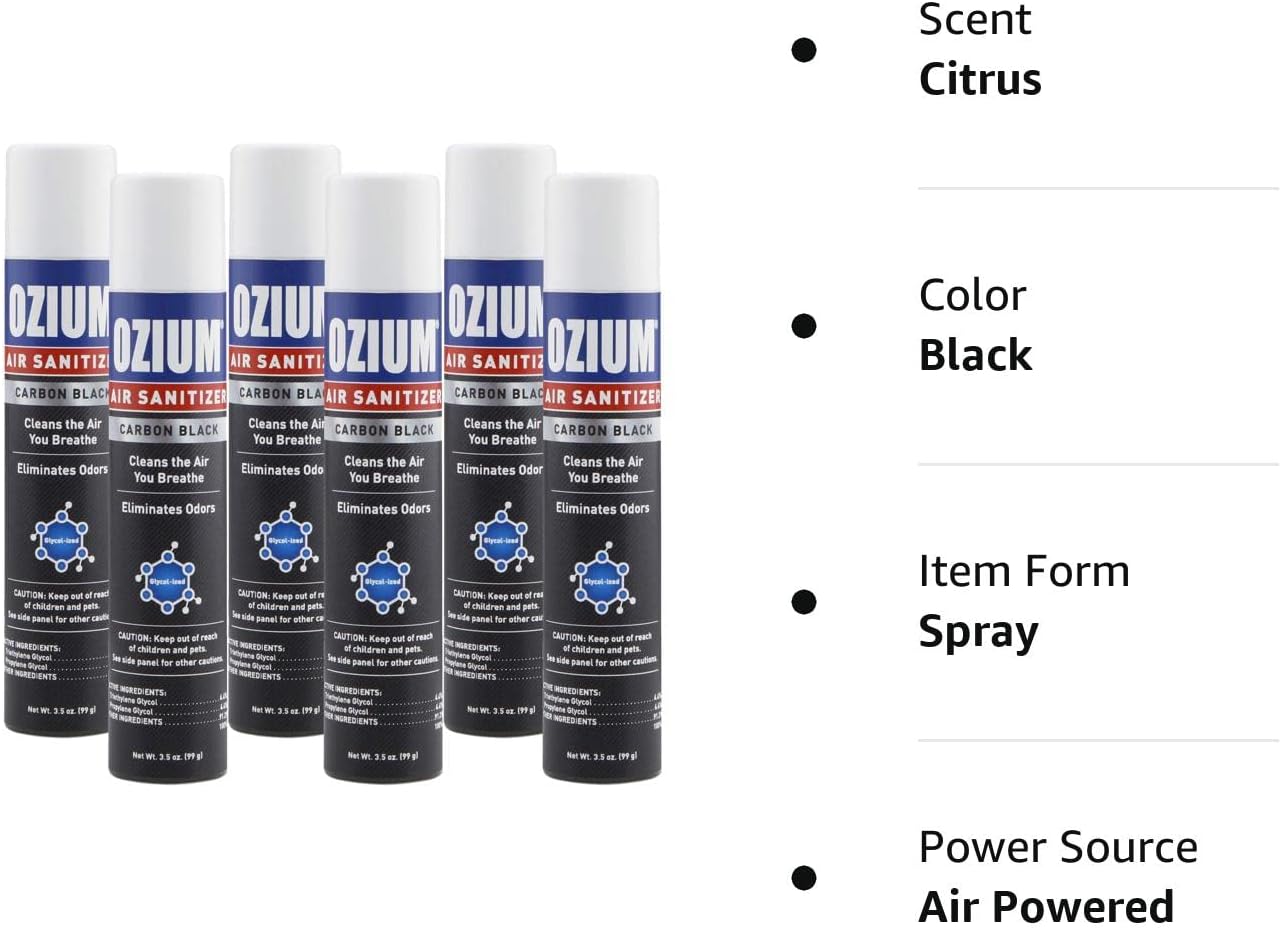 Ozium Air Sanitizer 3.5 oz Spray, Carbon Black (6) : Health & Household