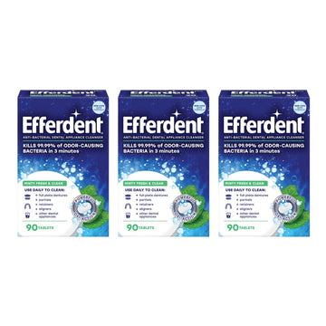 Efferdent Plus Mint Denture Cleanser Tablets 90 Ct (Pack of 3)