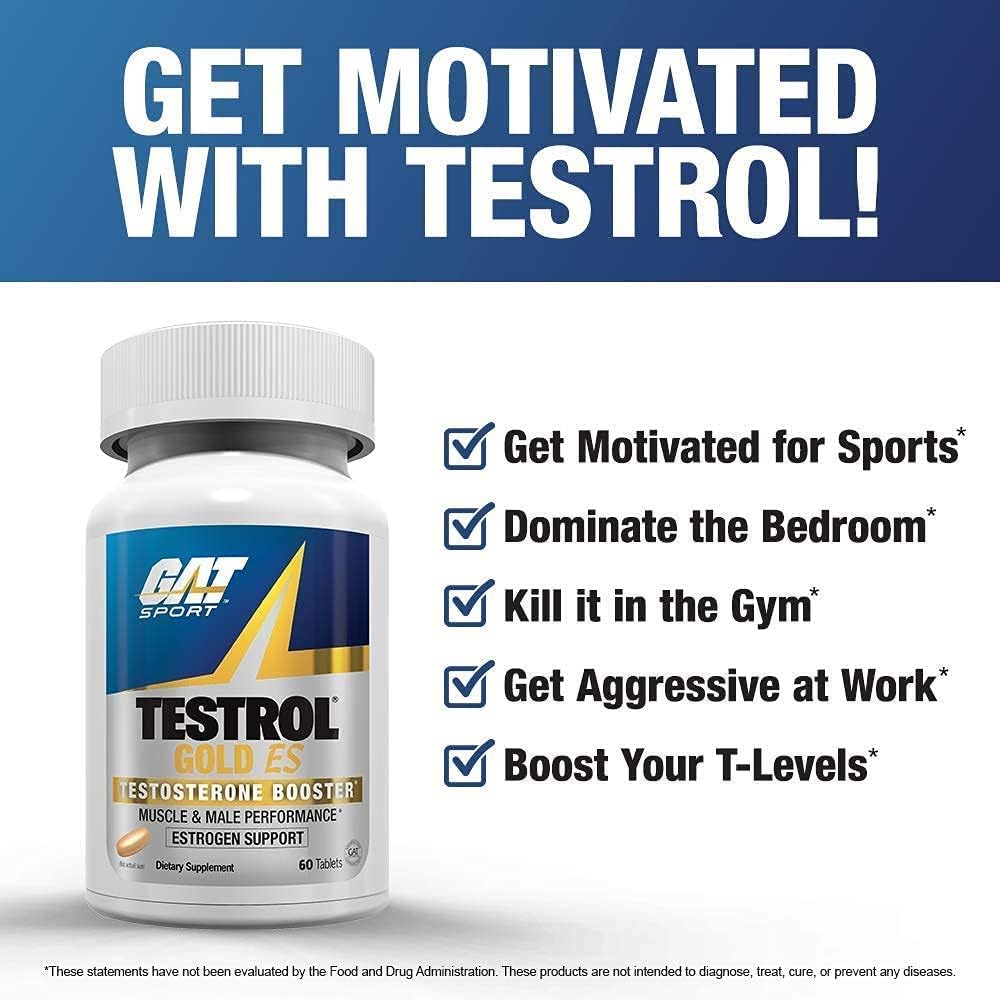 Gat Sport Testrol Gold Es, Tribulus, Dim, Zinc, Longjack, Fenugreek, Saw Palmetto, Estrogen Balance, 60 Tablets : Health & Household
