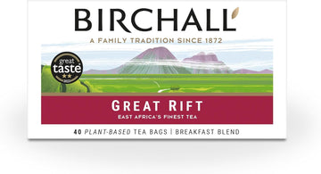 Birchall Great Rift Breakfast Blend Tea Bags, English Breakfast Tea Bursting With Full Flavour, Perfect Vegan Gifts, 40 Plant-Based Everyday Tea Bags