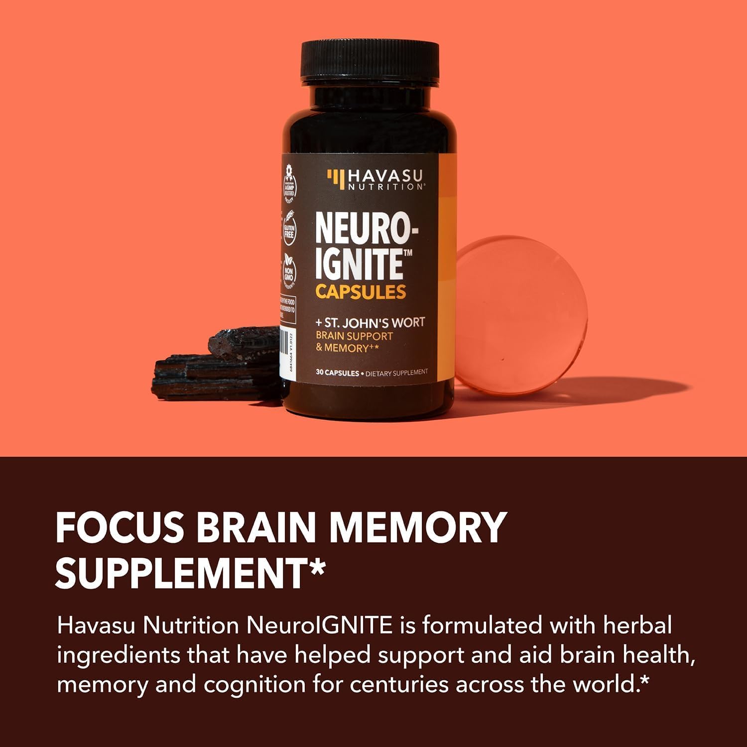 NeuroIgnite Brain Supplements for Memory and Focus Support with St Johns Wort & Ginkgo Biloba | Nootropics Brain Support Supplement | Cognitive & Memory Supplement for Brain Health | 1 Month Supply : Health & Household