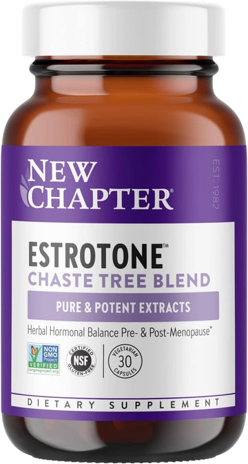 New Chapter Peri-Menopause Supplement - Estrotone Herbal Hormone-Balance Blend with Black Cohosh to Reduce Hot Flashes & Night Sweats - 30 ct Vegetarian Capsule