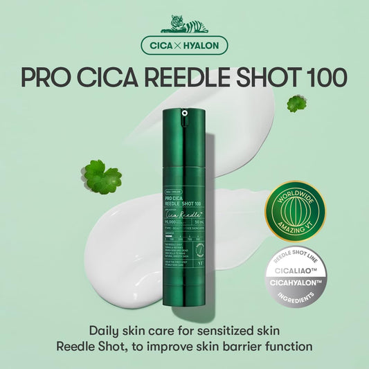 Vt Cosmetics Bundle Pro Cica Reedle Shot 100 & Pro Cica Reedle Shot 100 2-Step Hydrogel Mask(34.5Gx4Ea)