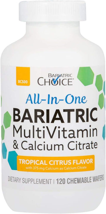 Bariatric Choice All-in-One Bariatric MultiVitamin with 375 mg Calcium Citrate, Tropical Citrus (120ct)