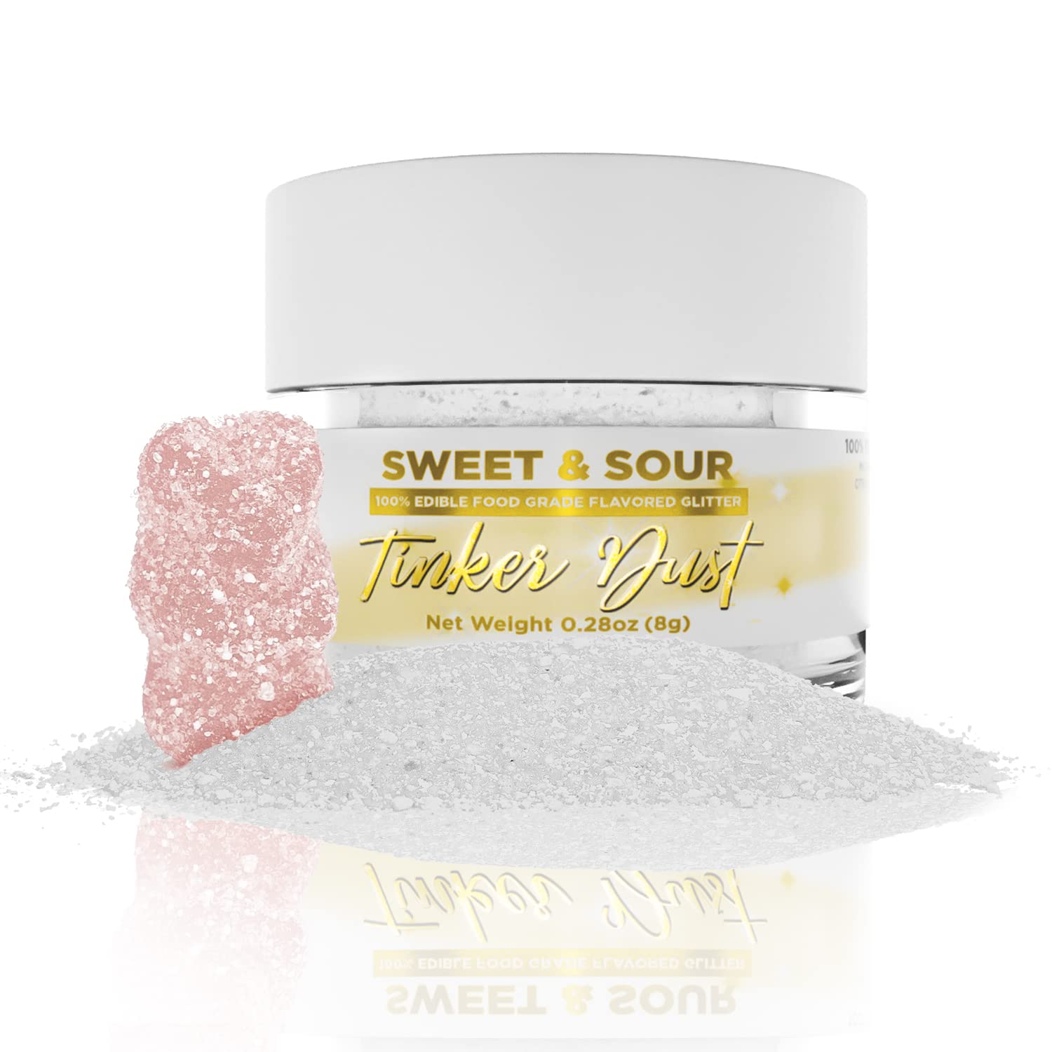 Bakell - Sour Green Apple Flavored Tinker Dust (8G, 1X Jar) Edible Glitter For Cakes, Cupcakes, Cake Pops, Gummies, Ice Cream And Cookies!