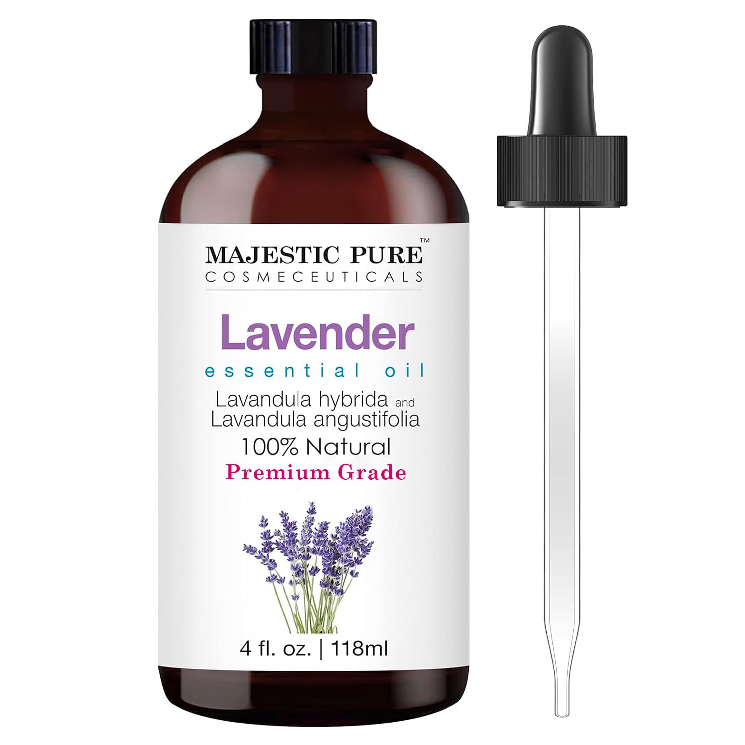 Majestic Pure Lavender Essential Oil With Premium Grade, For Aromatherapy, Massage And Topical Uses, 4 Fl Oz