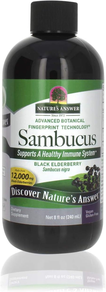 Nature'S Answer Sambucus Black Elder Berry Extract Syrup In Plastic Bottle Alcohol-Free 8- S | Daily Immune Support | Packed With Antioxidants | Family Friendly | Ue Season Defender
