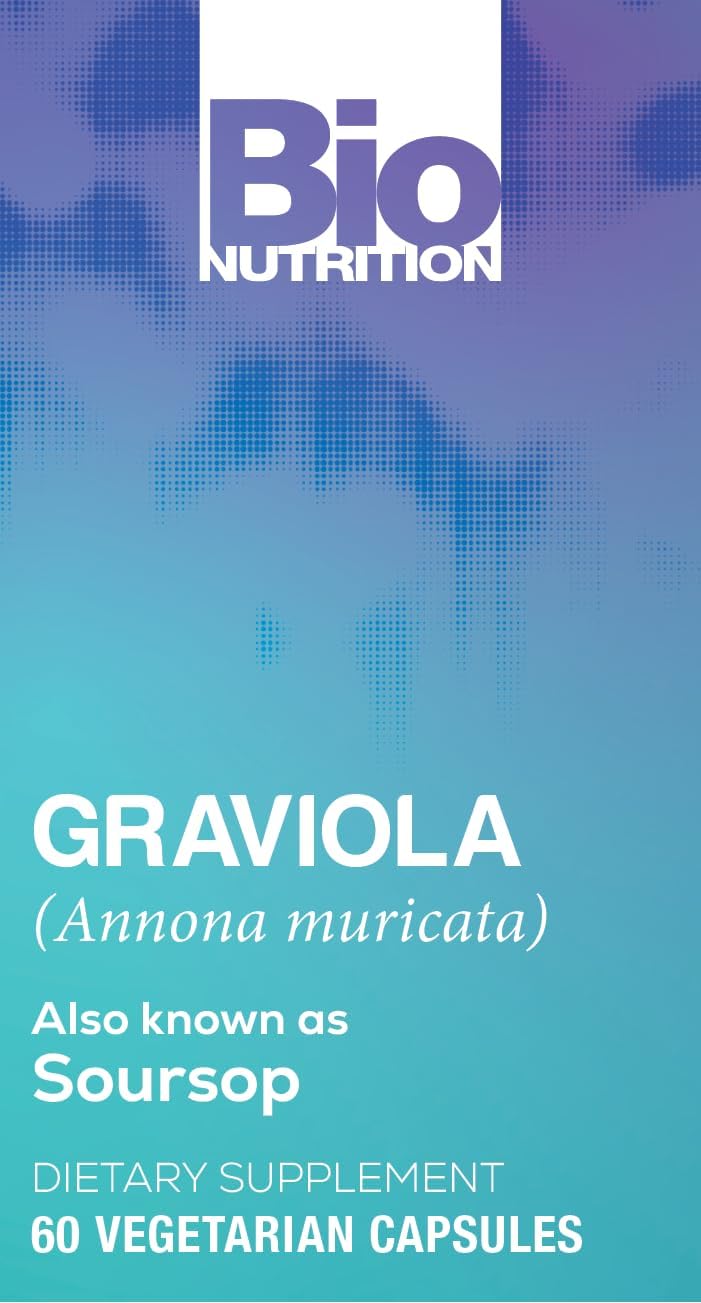 Bio Nutrition Graviola (Annona Muricata) 60 Vegetarian Capsules | 1,500 Mg Soursop | Supports Healthy Immune Fuction | Anti-Oxidant Properties | Positive Digestive Benefits