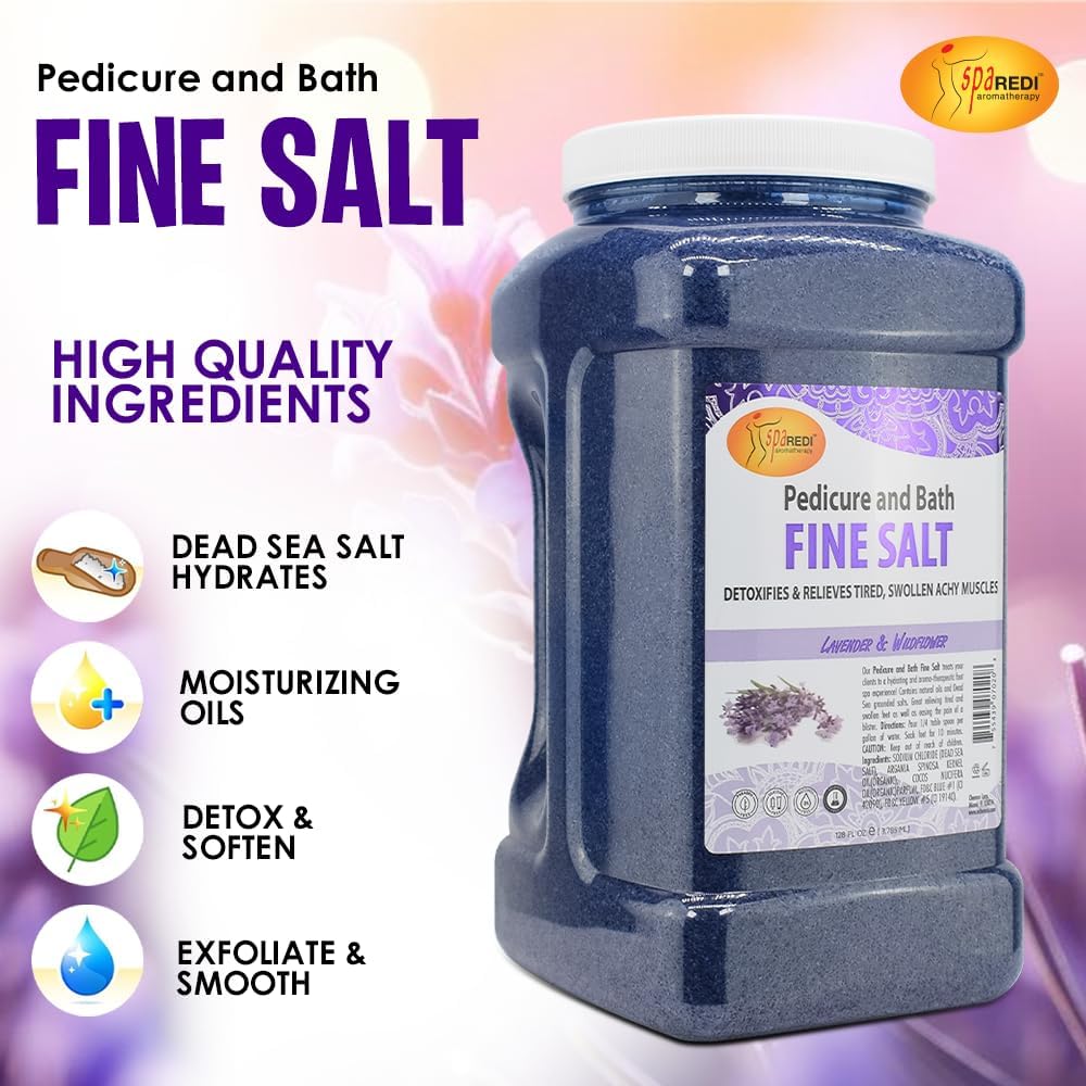 Spa Redi - Detox Foot Soak Pedicure And Bath Fine Salt, Pomegranate, 128 Oz - Made With Dead Sea Salts, Argan Oil, Coconut Oil, And Essential Oil - Hydrates, Softens And Moisturizes : Health & Household