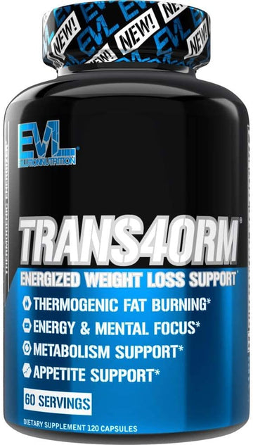 Evl Thermogenic Fat Burner Support - Fast Acting Weight Loss Energy And Appetite Support - Trans4Orm Green Tea Fat Burner And Weight Loss Support Supplement For Men And Women - 60 Servings