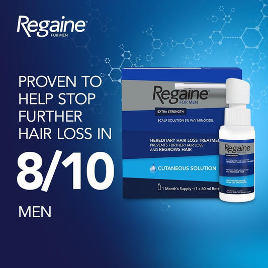 Regaine For Men 5% Minoxidil Extra Strength Scalp Solution For Hair Regrowth (1X 60Ml), Scientifically Proven To Help Stop And Reverse Hereditary Hair Loss, Revitalise Hair Follicles
