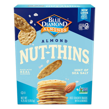 Blue Diamond Almonds Nut Thins Gluten Free Cracker Crisps, Hint Of Sea Salt, 4.25 Oz (Pack Of 12)