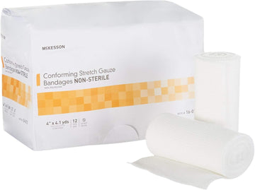 Mckesson Conforming Stretch Gauze Bandages, Non-Sterile, 4 In X 4 1/10 Yds, 12 Count