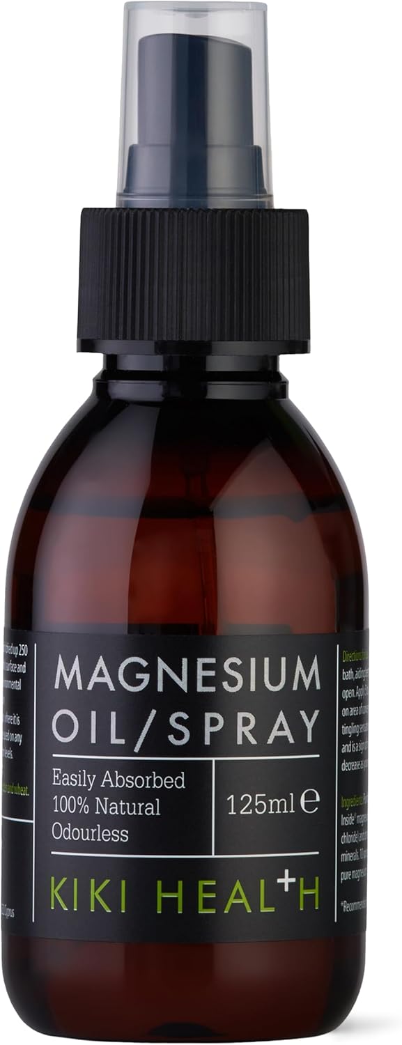 Kiki Health 100% Natural Magnesium Oil Spray | Rapid Absorption Odourless Formula | Muscle Relief | Zechstein Magnesium From Pristine 250M-Year-Old Seabed | Boost Overall Well-Being Naturally - 125Ml
