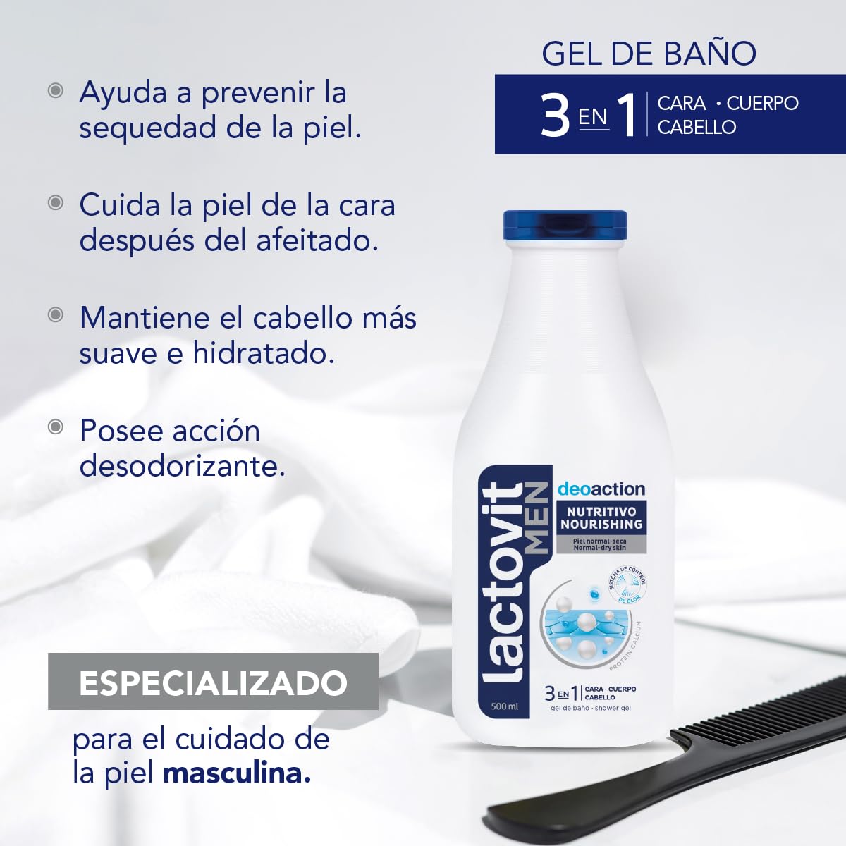 Lactovit Gel De Baño 3 En 1 Desodorizante Men 500Ml : Beauty & Personal Care