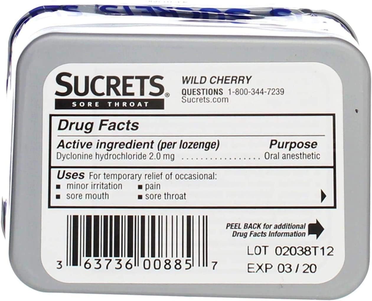Sucrets Sore Throat Lozenges, Wild Cherry Flavor, 18 Count (4 Pack) : Health & Household
