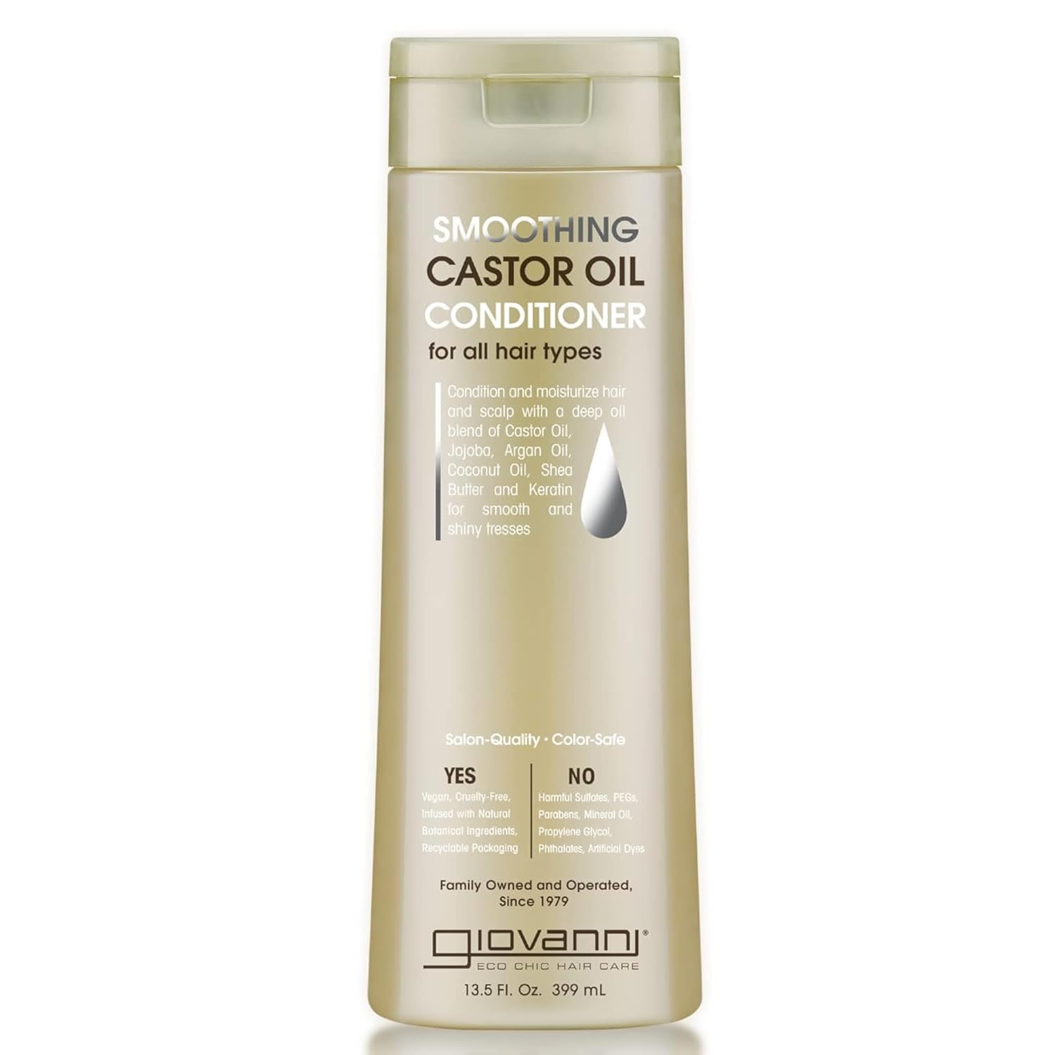 Giovanni Smoothing Castor Oil Conditioner – All Hair Types, Moisturize Hair & Scalp, Hydrate & Tame Frizz, Jojoba, Argan Oil, Coconut Oil, Shea Butter, Keratin - 13.5 Oz