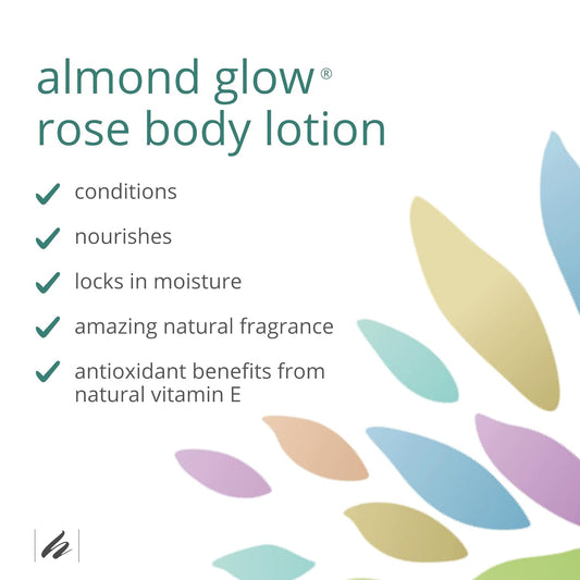 Home Health Almond Glow Body Lotion, Rose - 8 Fl Oz - Moisturizes & Revitalizes The Skin - Includes Vitamin E + Peanut, Olive & Lanolin Oils - Non-Gmo, Vegetarian Friendly