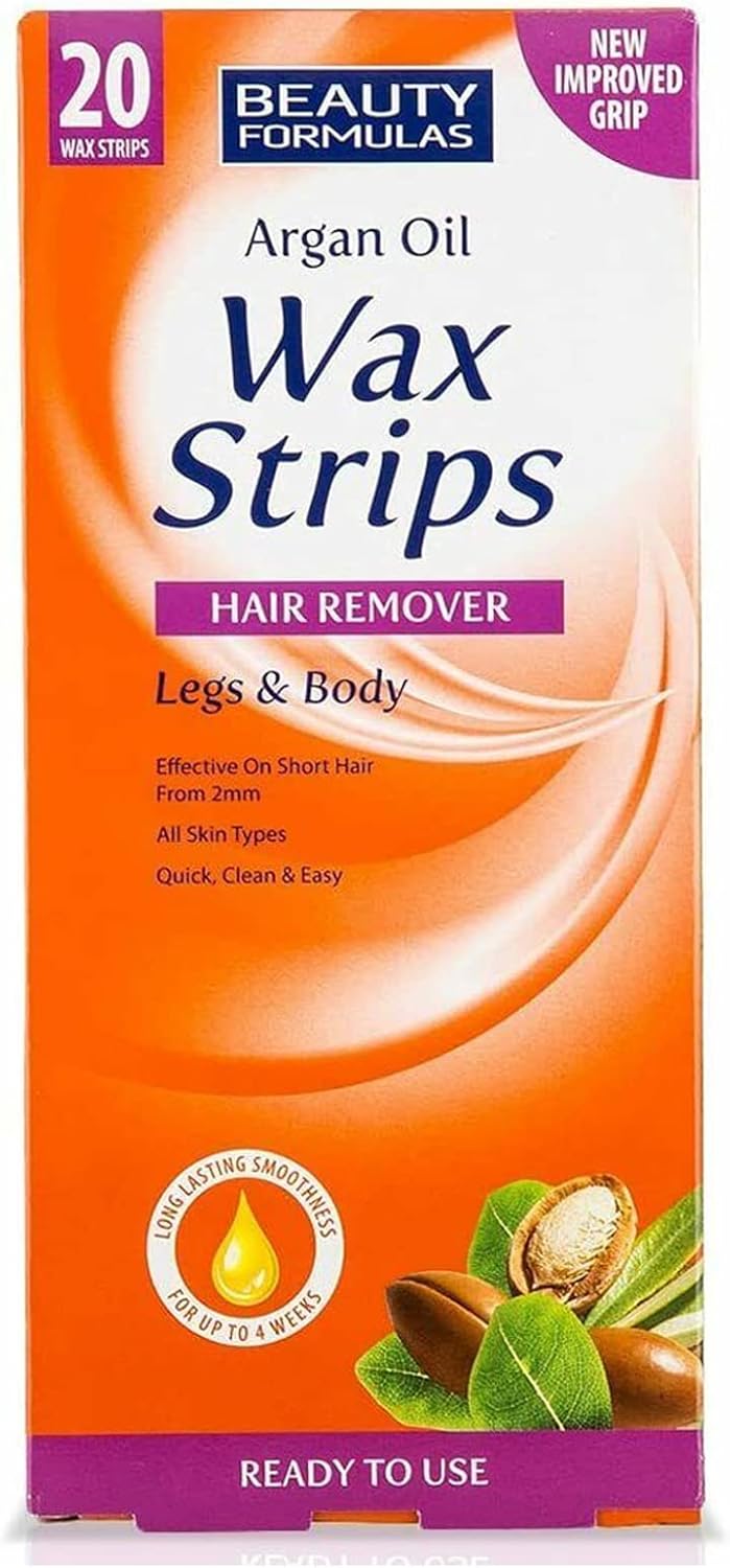 Beauty Formulas Argan Oil Wax Strips Legs & Body 20'S, (Pack Of 1)