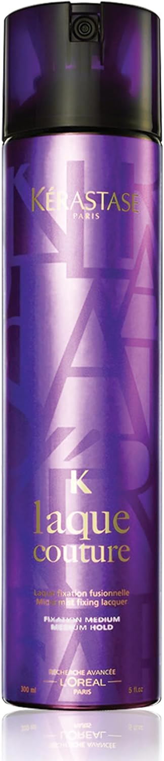Kérastase Coiffage Couture, Anti-Frizz Hair Spray, Medium Hold, For All Hair Types, Anti-Humidity With Flyaway Control, Laque Couture, 300 Ml
