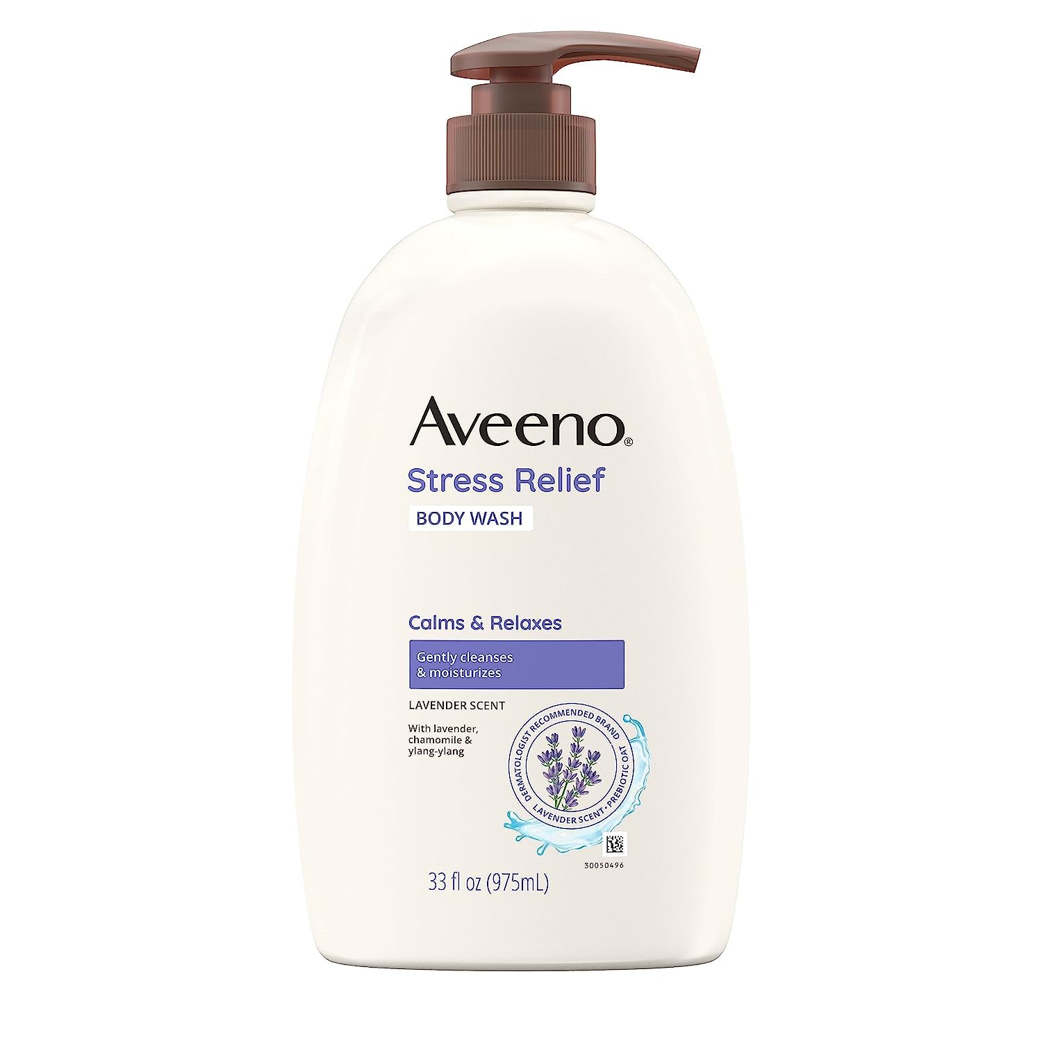 Aveeno Stress Relief Body Wash With Soothing Oat For Sensitive Skin, Lavender Body Wash To Help You Feel Calm And Relaxed, Sulfate-Free, 33 Fl Oz