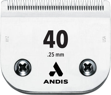 Andis - 64076, Ultra Edge Super Blocking Dog Clipper Blade - Built with Carbon-Infused Steel, Sharp Cutting Edges with Zero Gaps, Size-40, Removes Hairs 1/100-Inch - for Full Body Grooming, Chrome