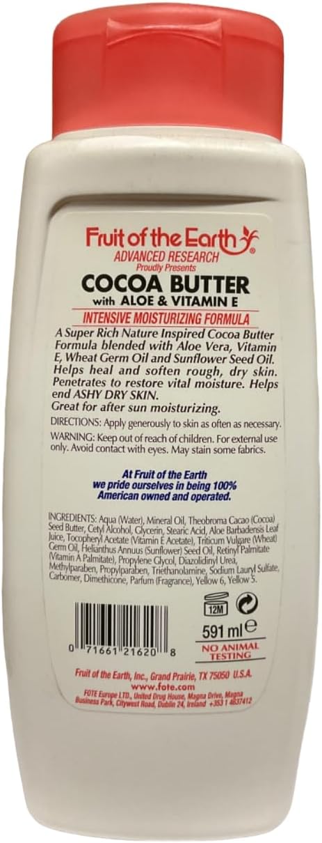 Fruit Of The Earth Smooth Hydrating Cocoa Butter Lotion 20 Oz