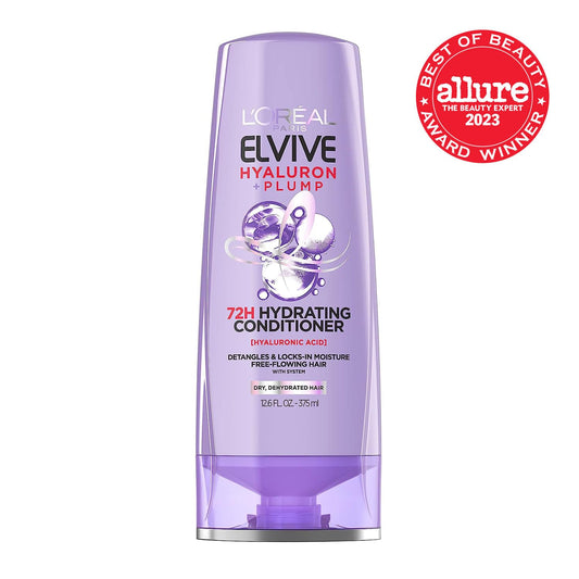 L'Oreal Paris Elvive Hyaluron Plump Hydrating Conditioner For Dehydrated, Dry Hair Infused With Hyaluronic Acid Care Complex, Paraben-Free, 12.6 Fl Oz