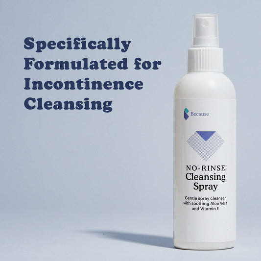 Because No Rinse Incontinence Cleansing Spray - Ph Balanced, Hydrating Formula With Aloe And Vitamin E - 6 Fl Oz, 3-Pack