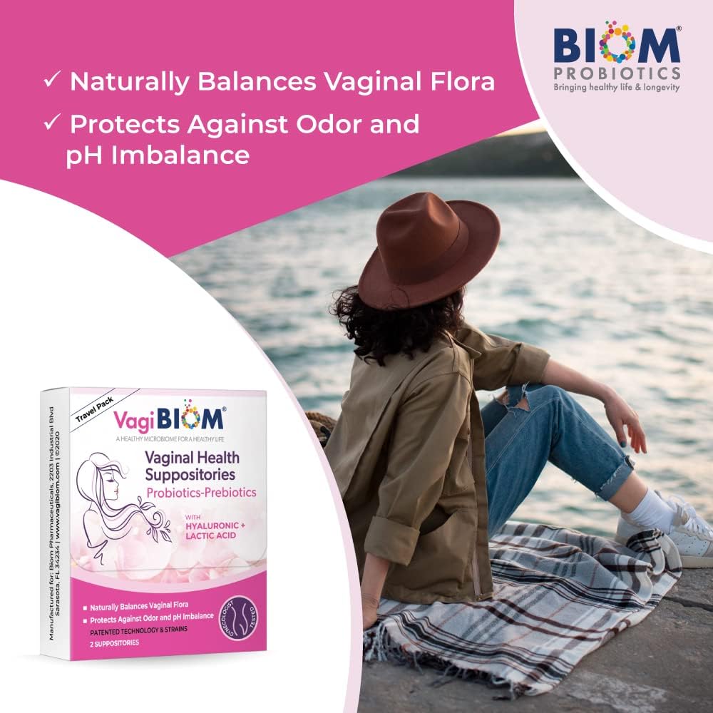 VagiBiom Probioitc Suppository Convenient Travel Pack with 2 Suppositories: Microbiome Flora Balance. Odor Control Regimen; Balance and Nourishes Healthy Flora : Health & Household