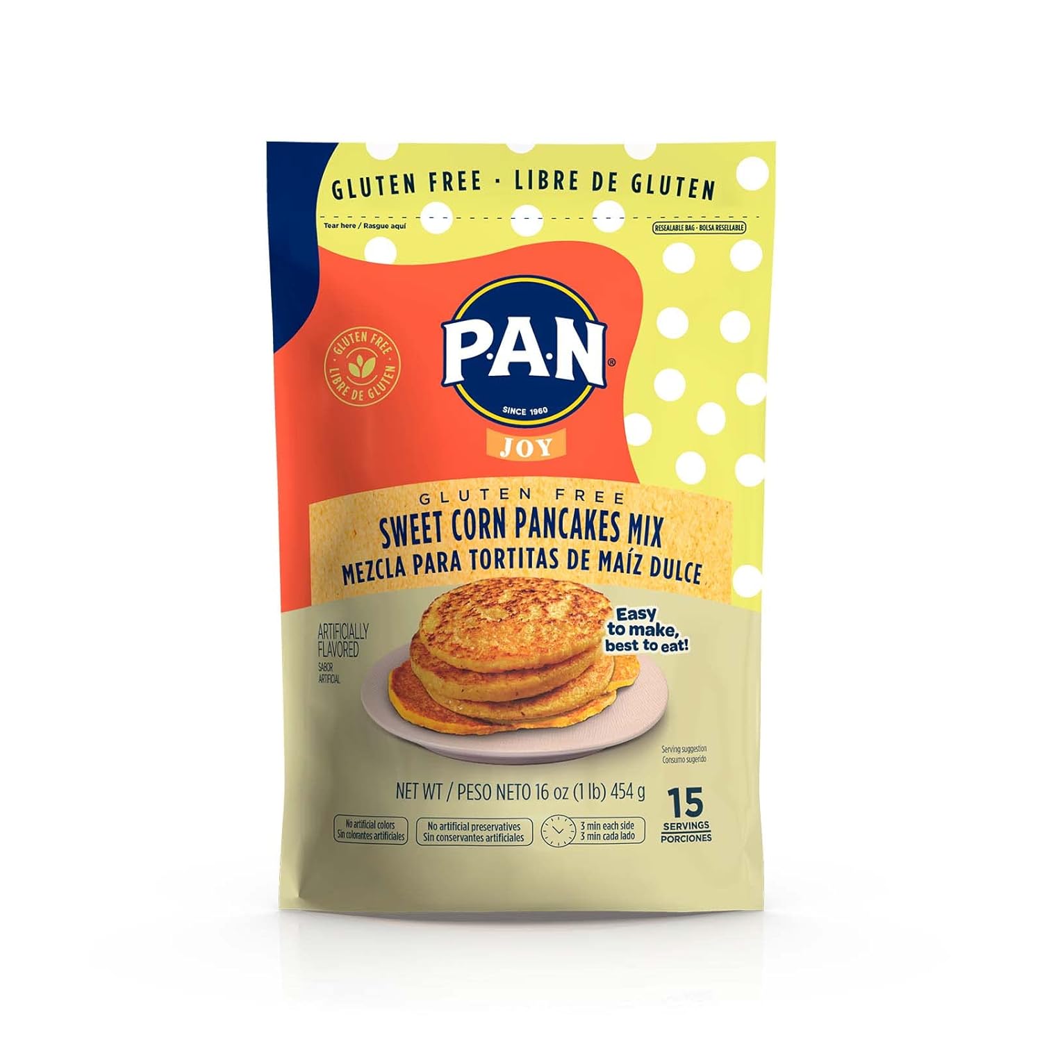 P.A.N Sweet Corn Pancakes Mix – Gluten Free Easy to Prepare 1 lb (Pack of 1)