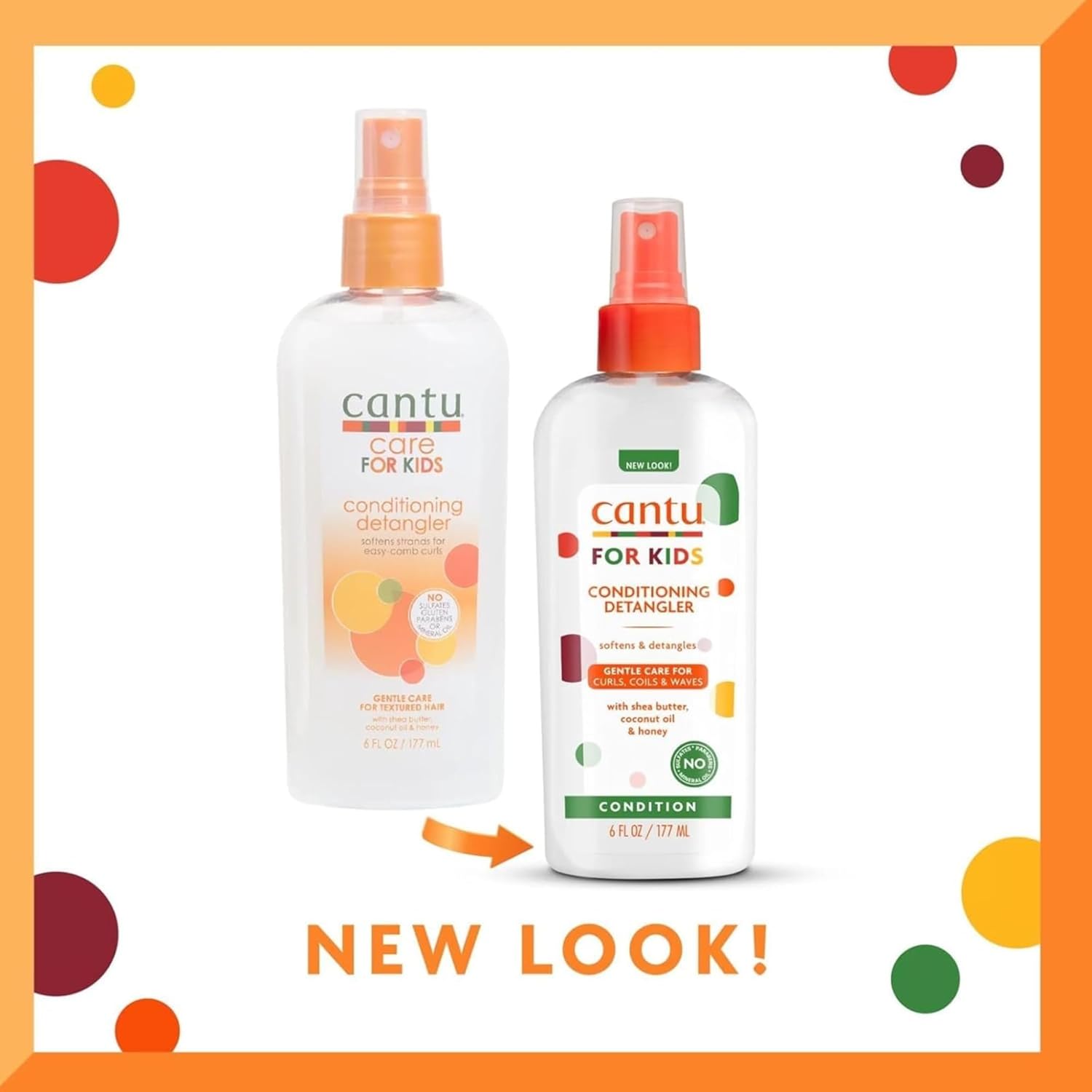 Cantu Care For Kids Gentle Care For Textured Hair - Shampoo + Conditioner + Detangler + Styling Custard (Set Of 4)