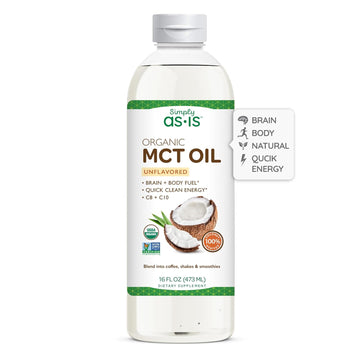 Simply As-Is | Organic Mct Oil C8 & C10 | Unflavored | 100% From Non-Gmo Coconuts | Perfect For Morning Coffee | Quick Clean Energy | 16 Fl Oz