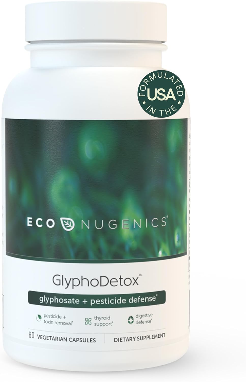 EcoNugenics GlyphoDetox Supplement ? Safely Remove Glyphosate Pesticides and Agricultural Toxins ? Detox Formula w/Kelp, Citrus Pectin, Algimate, Glycine ? for Men & Women ? 60 Capsules