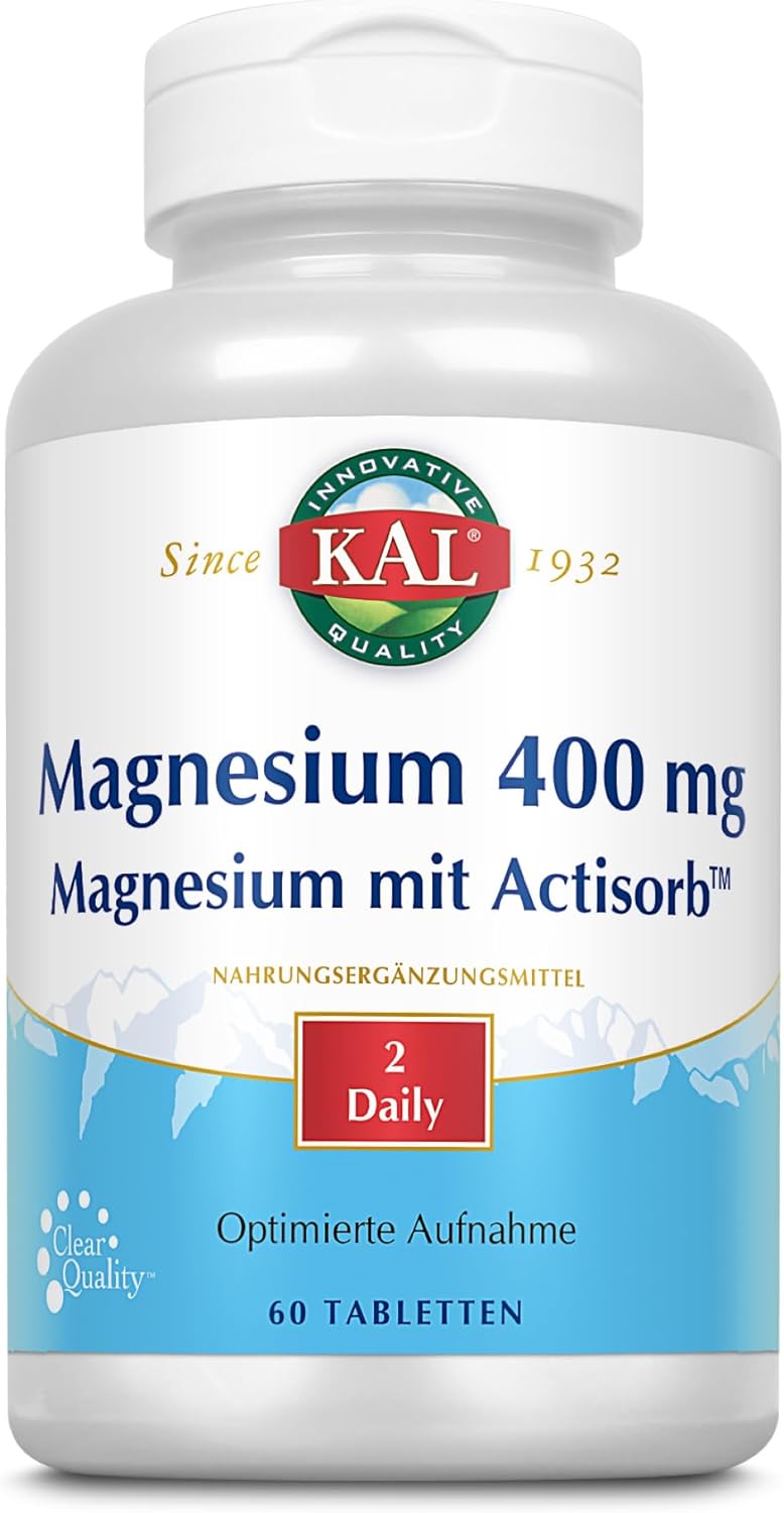 Kal 400 Mg Magnesium Tablets, Actisorb, 60 Count