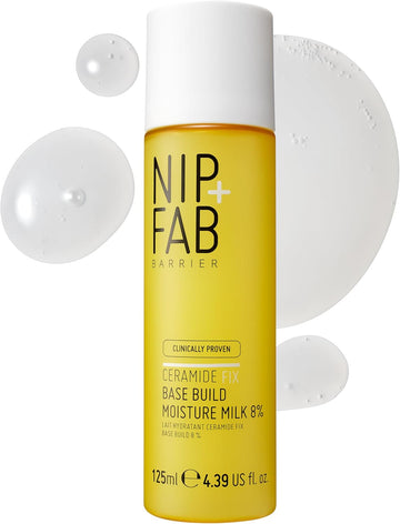 Nip + Fab Ceramide Fix Base + Build Moisture Milk 125Ml, Hydrating Milky Toner, Strengthens Skin Barrier & Locks In Moisture, Vegan Skincare Made In The Uk