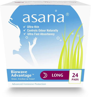 Asanawomenpads (ASANA Long Overnight Maxi Pads for Women, with wings-24 Pads | Ultra Thin Maxi Overnight Pads)