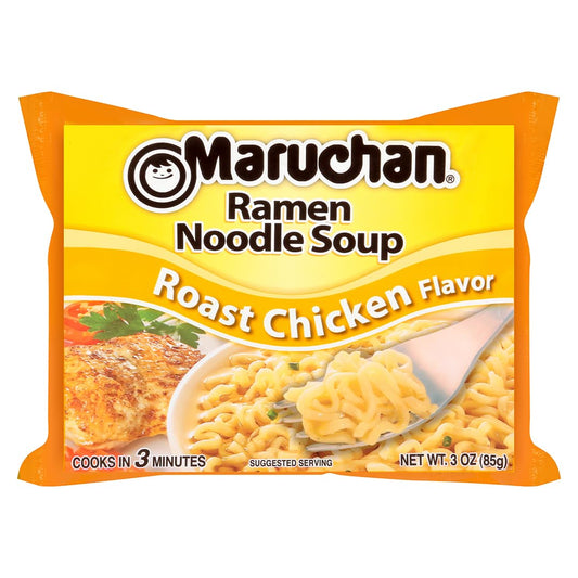 Maruchan Ramen Roast Chicken, Instant Ramen Noodles, Ready to Eat Meals, 3 Oz, 24 Count