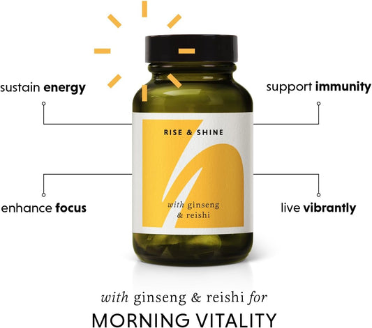 The Herbtender Rise & Shine - Natural Energy Supplement, Caffeine-Free With Ginseng And Reishi, Supports Vitality And Cognitive Performance, Vegan, Organic Ingredients (Morning Vitality)