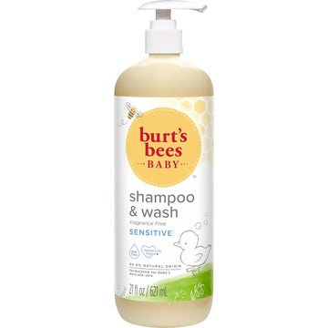 Burt's Bees Baby Shampoo and Wash Set, Fragrance Free, 2-in-1 Natural Origin Plant Based Formula for Sensitive Skin, Hypoallergenic, Tear-Free, Paraben Free, Pediatrician Tested, 21 oz Bottle