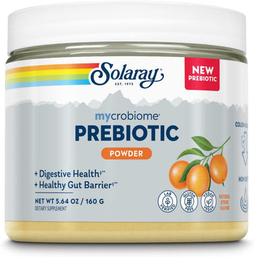 Solaray Mycrobiome Prebiotic Powder, Prebiotics For Women And Men, Digestive Nutritional Supplements For Colon And Gut Health, Easy-To-Mix, Non-Bloating Formula, Citrus Flavor, 20 Servings, 5.64 Oz