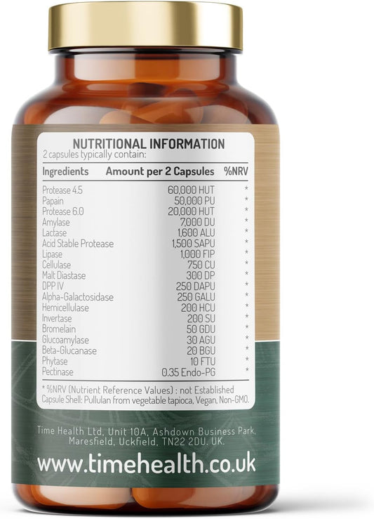 Ultra Digestive Enzymes Complex – Natural & Comprehensive 18 Enzyme Formula – For Bloating Relief, Regular Movements And Overall Digestion – 120 Capsules – Uk Made – Zero Additives