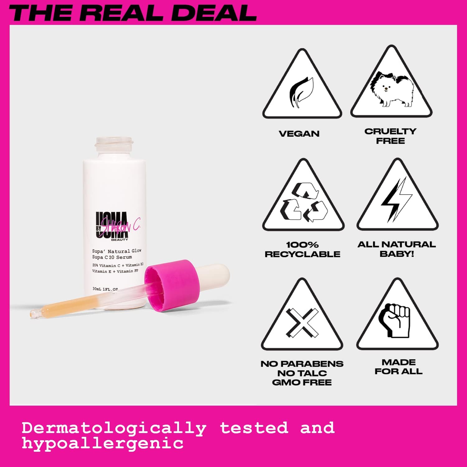UOMA Vitamin C Serum by Sharon C. Supa Natural Glow (C20) Serum for Face with Hyaluronic Acid + Niacinamide + Vitamin E. Glow Boosting Face Moisturiser for Women & Men. Vegan Face Serum 30ml : Amazon.co.uk: Beauty