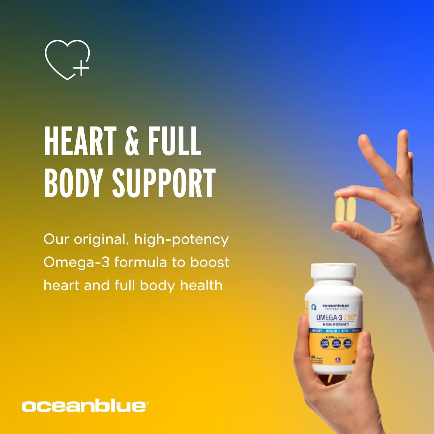 Oceanblue Professional Omega-3 2100-120 Ct - High-Potency Triple Strength Burpless Fish Oil With Epa, Dha & Dpa - Wild Caught - Orange Flavor, 60 Servings : Health & Household