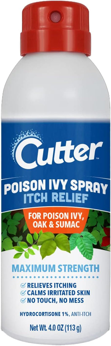 Cutter™ Poison Ivy Spray Itch Relief, Hydrocortisone Spray For Relief Of Poison Ivy, Oak & Sumac Skin Itching, 113 G