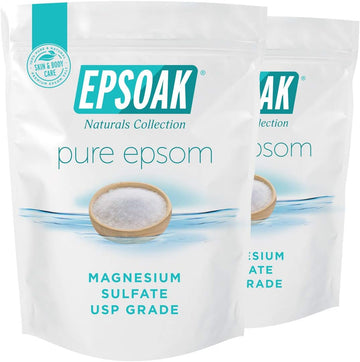 Epsoak Epsom Salt 4 Lb. Magnesium Sulfate Usp. (Qty. 2 X 2Lb. Bags) Resealable Epsom Salt Bulk Bags Unscented, Made In The Usa, Cruelty-Free Certified